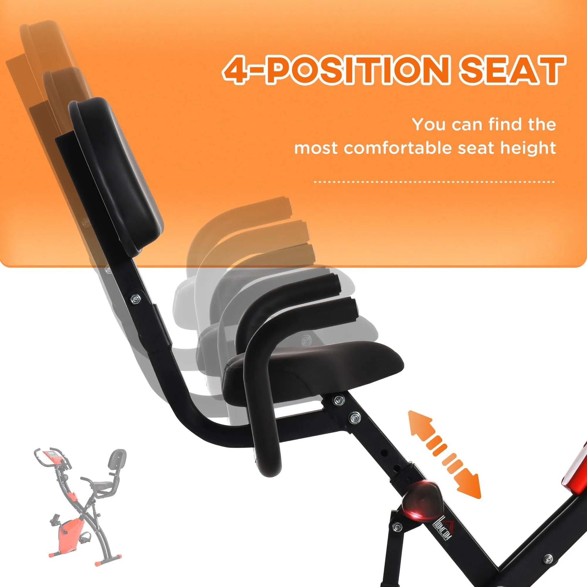 2-In-1 Upright Exercise Recumbent Bike Adjustable Resistance Stationary Fitness Home Gym FoldableWith Armrests LCD Monitor Cycling Wheels Red