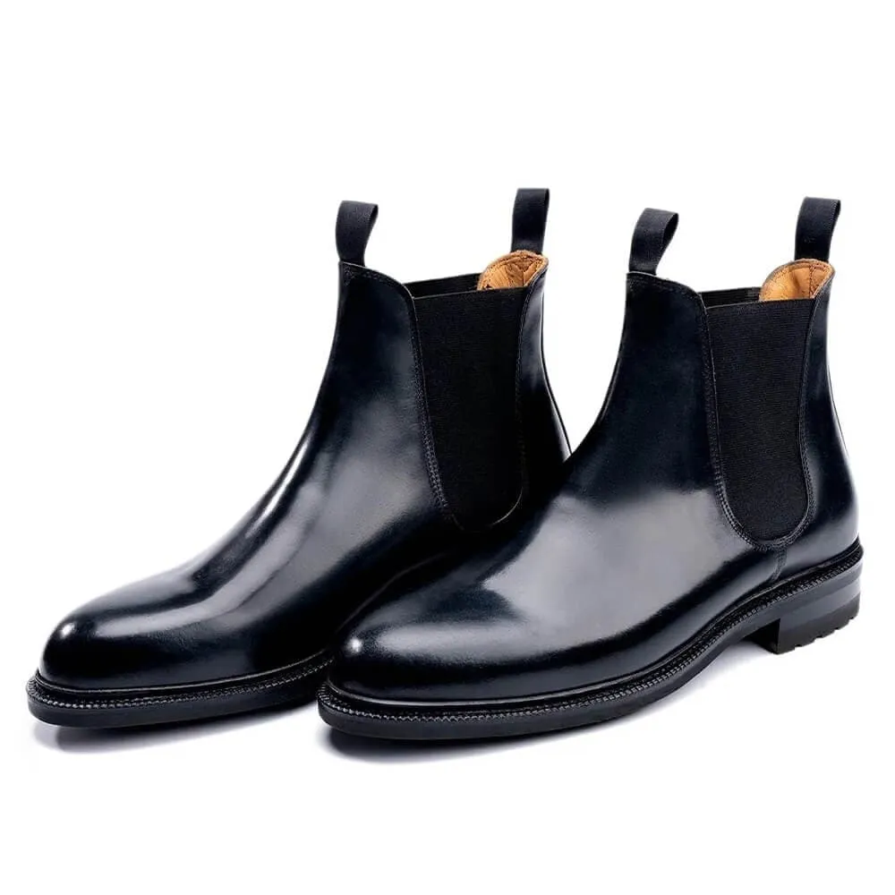 7 CM / 2.76 Inches CMR CHAMARIPA Elevator Shoes - Black Shell Cordovan Elevator Shoes for Men - Height Increasing Chelsea Boots