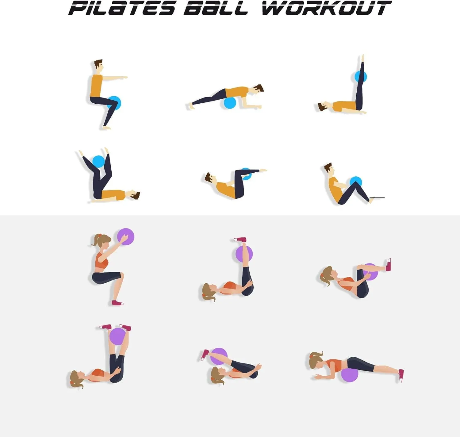9 Inch Core Ball, Small Exercise Ball with Exercise Guide Barre Ball Mini Yoga Ball