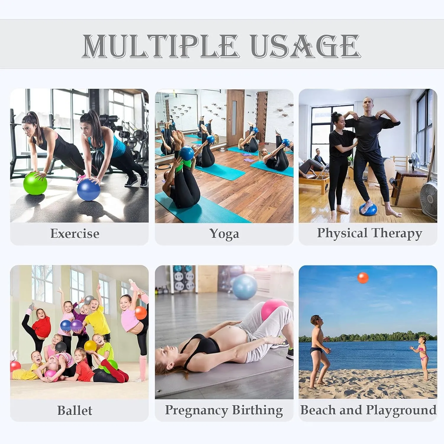 9 Inch Core Ball, Small Exercise Ball with Exercise Guide Barre Ball Mini Yoga Ball