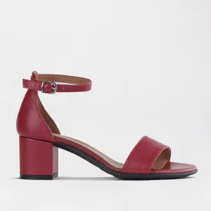 Ankle Strap Block Heel Sandal in Red - 11879