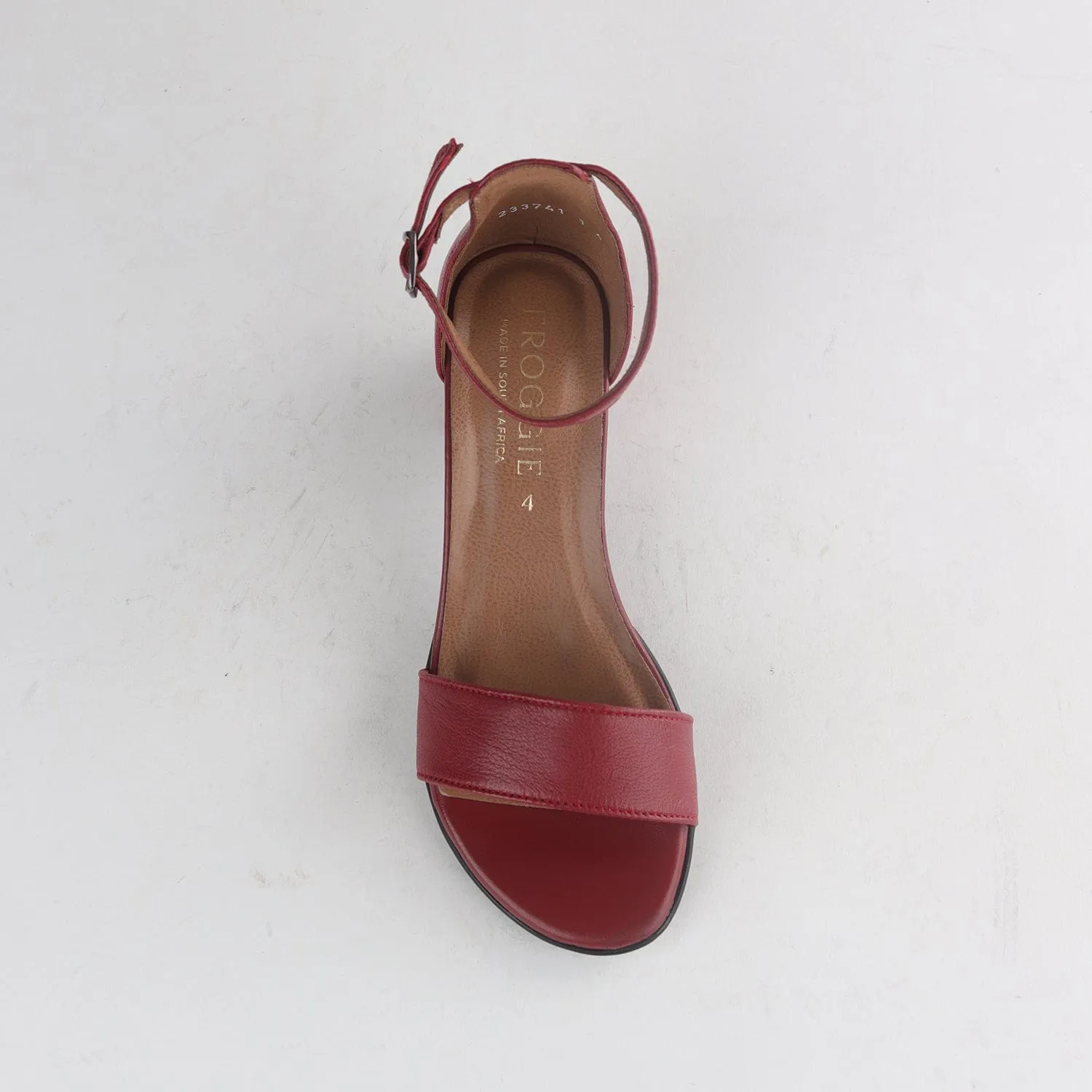 Ankle Strap Block Heel Sandal in Red - 11879