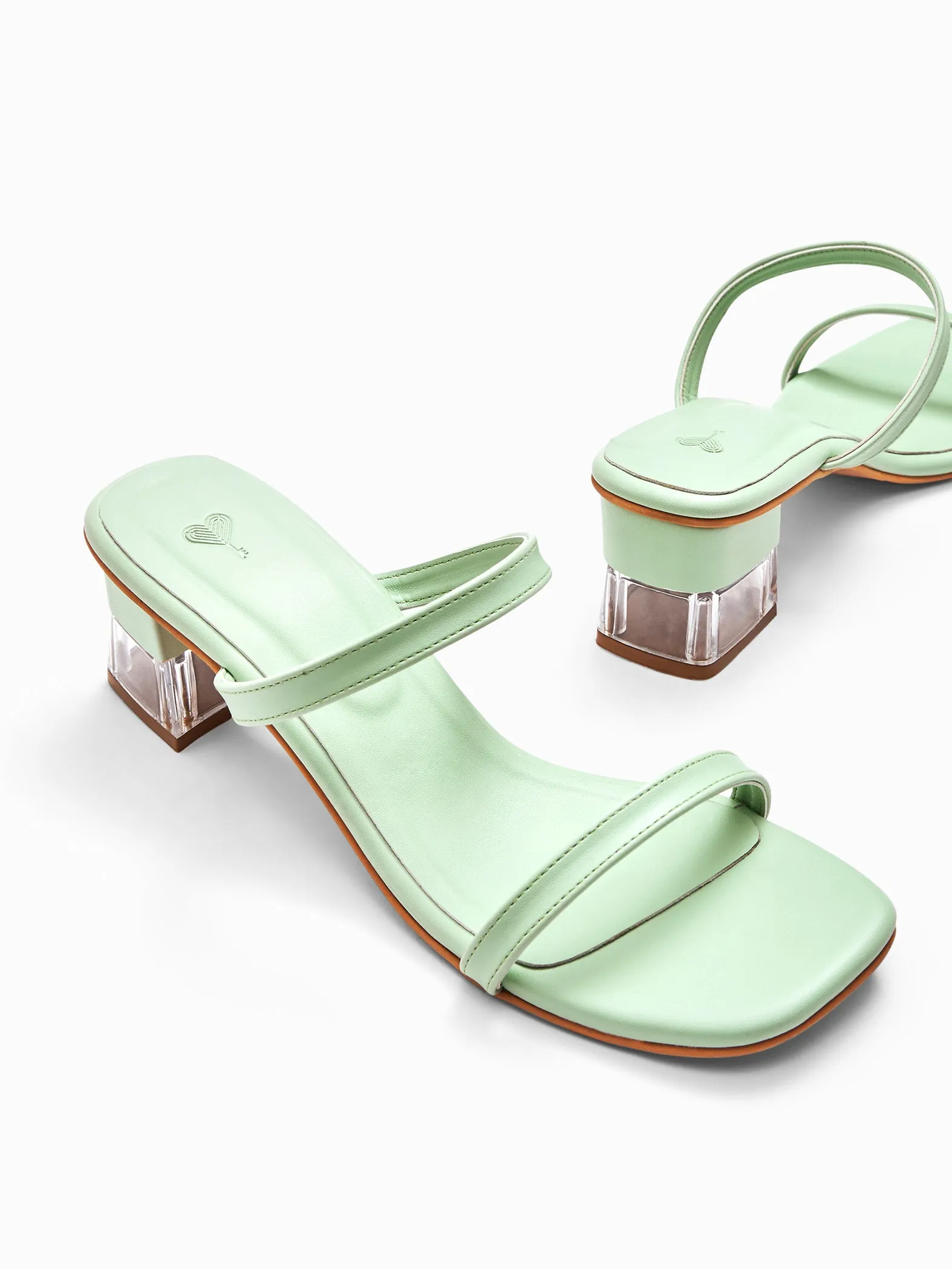 Aqua Double Strap Glass Heels