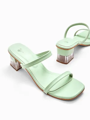 Aqua Double Strap Glass Heels