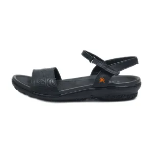 Art Flat Sandals Leather Black Colour For Women