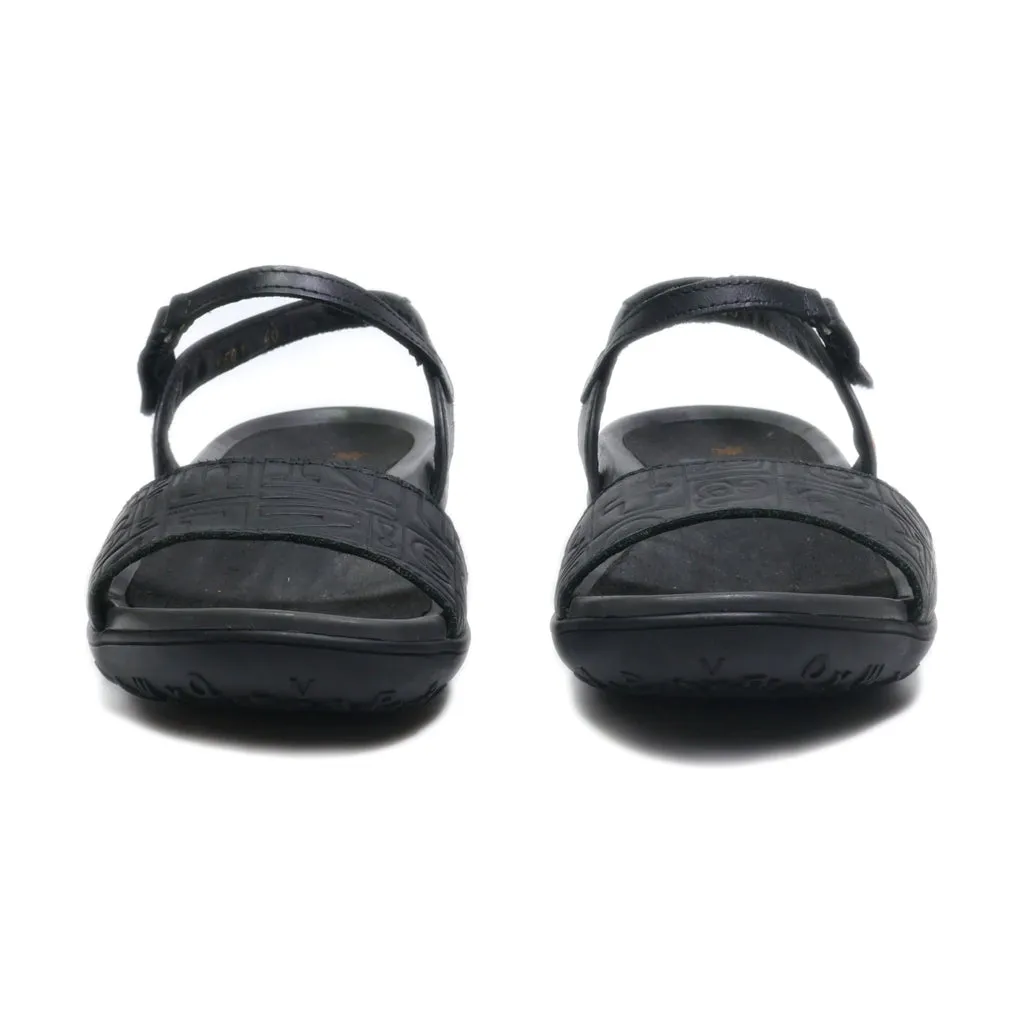 Art Flat Sandals Leather Black Colour For Women