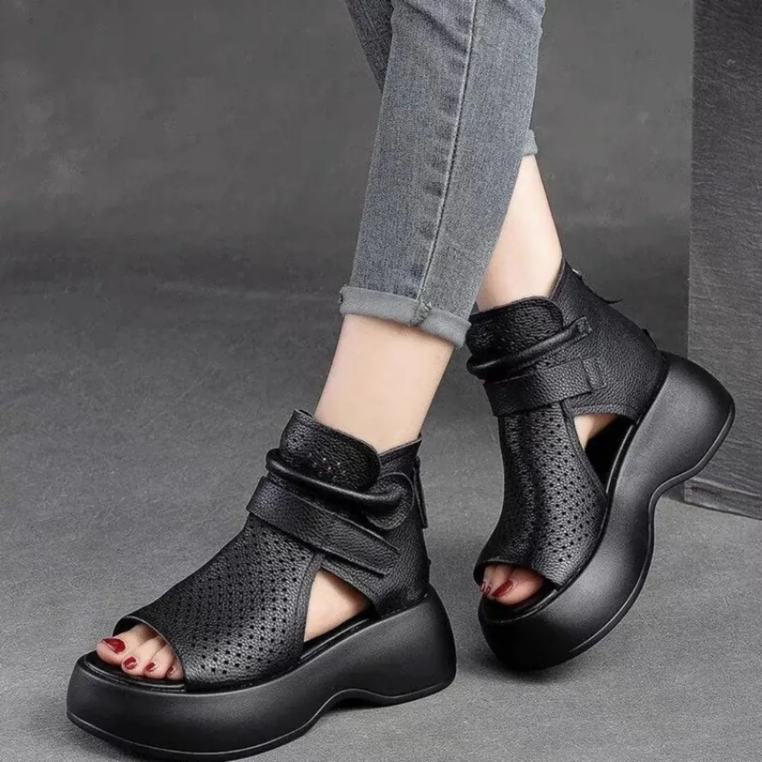 ASHA™ - LEATHER OPEN TOE BOOTS