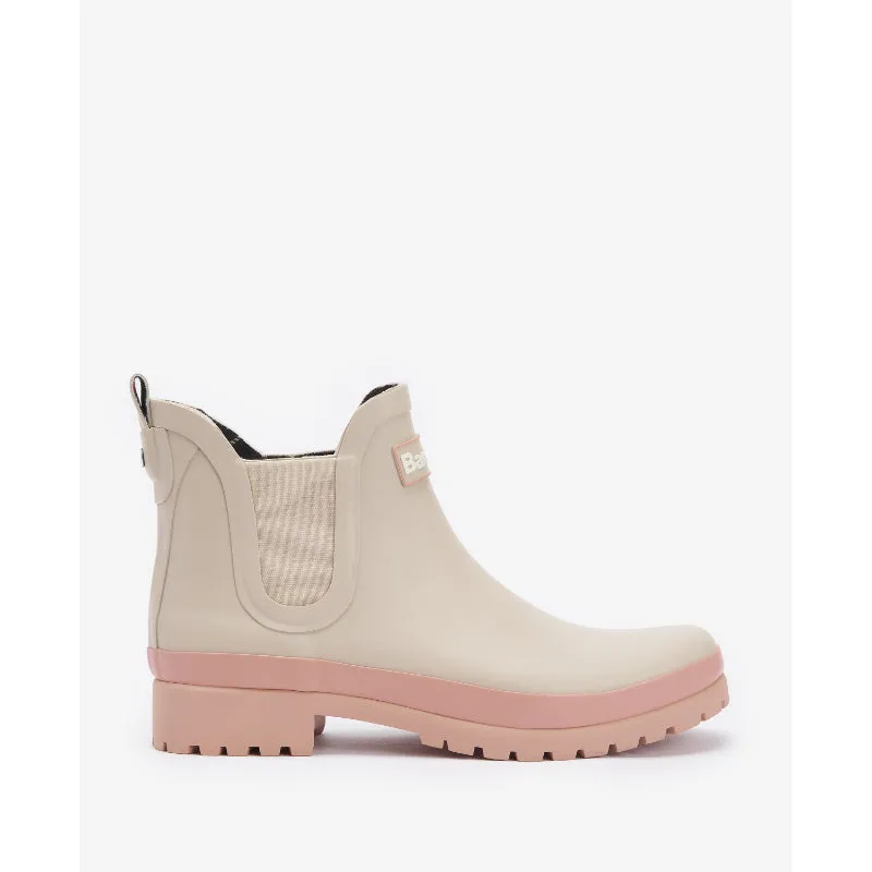 Barbour Mallow Ladies Wellington Chelsea Boot - White Pepper/Pink Rust
