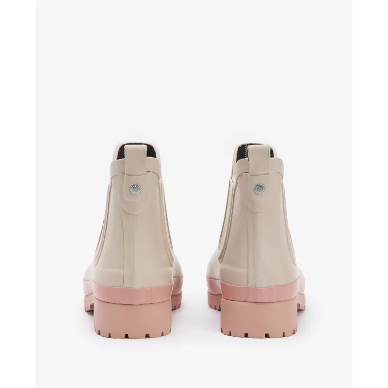 Barbour Mallow Ladies Wellington Chelsea Boot - White Pepper/Pink Rust
