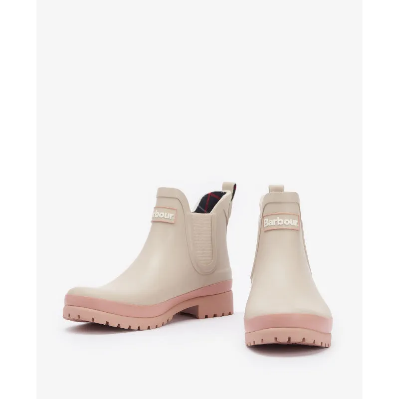 Barbour Mallow Ladies Wellington Chelsea Boot - White Pepper/Pink Rust