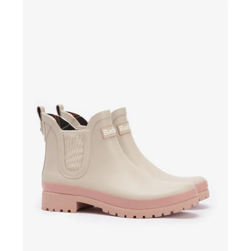 Barbour Mallow Ladies Wellington Chelsea Boot - White Pepper/Pink Rust