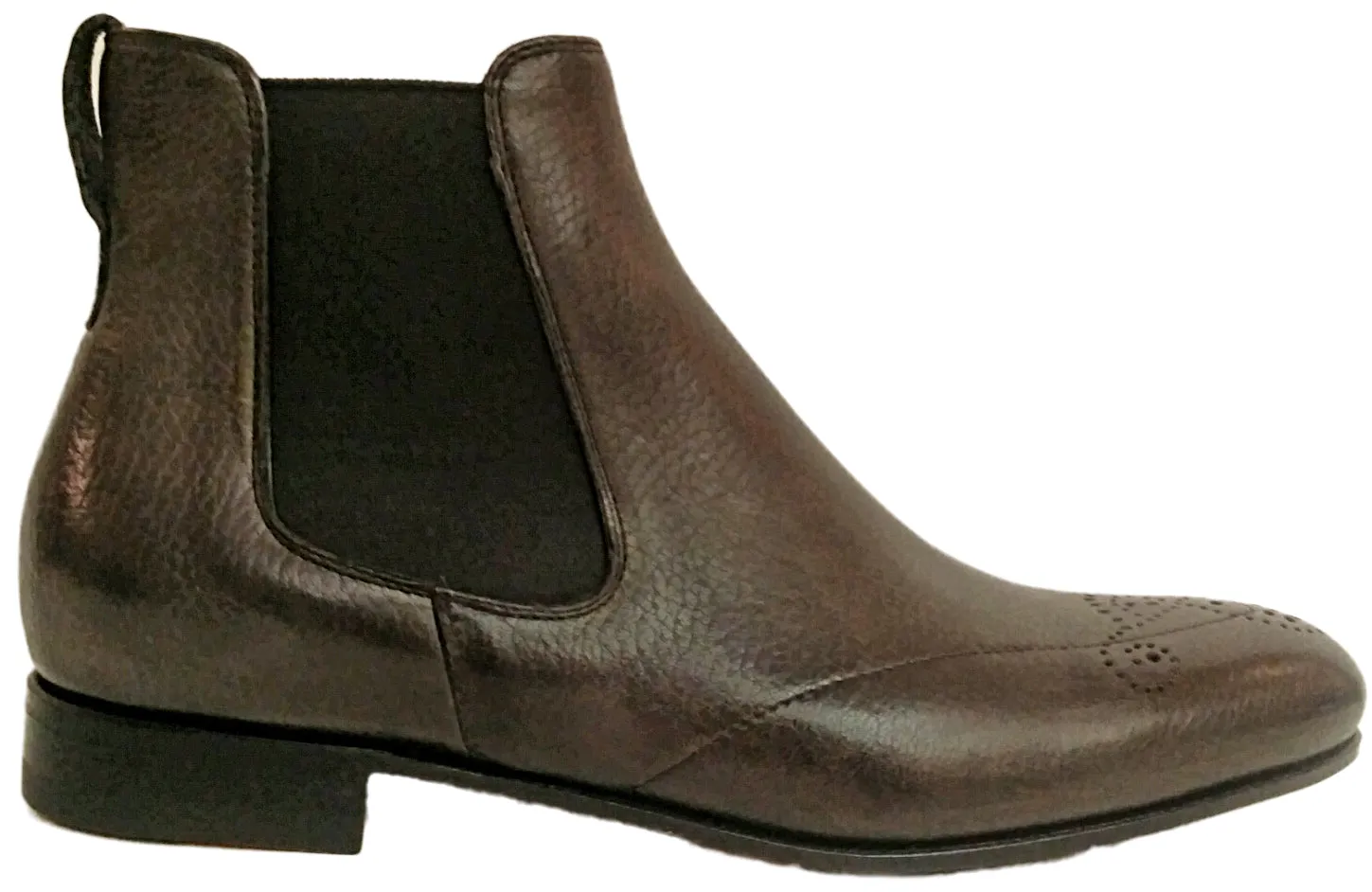 Benson´s, Angela, Stiefelette aus grauem Hirschleder mit Lyralochung und Farbverlauf, rahmengenäht und handgearbeitet
