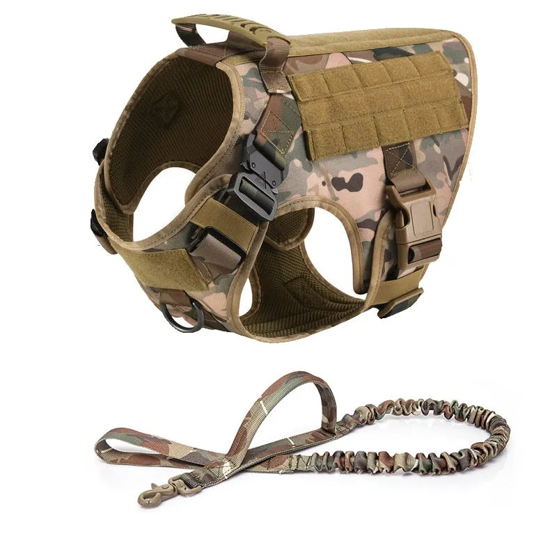 Best Tactical Dog Vest Harness And Leash Set Metal Buckle Dogs Training
