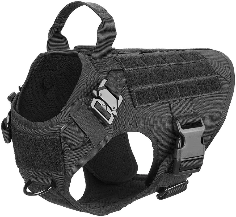 Best Tactical Dog Vest Harness And Leash Set Metal Buckle Dogs Training