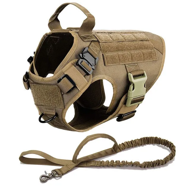 Best Tactical Dog Vest Harness And Leash Set Metal Buckle Dogs Training