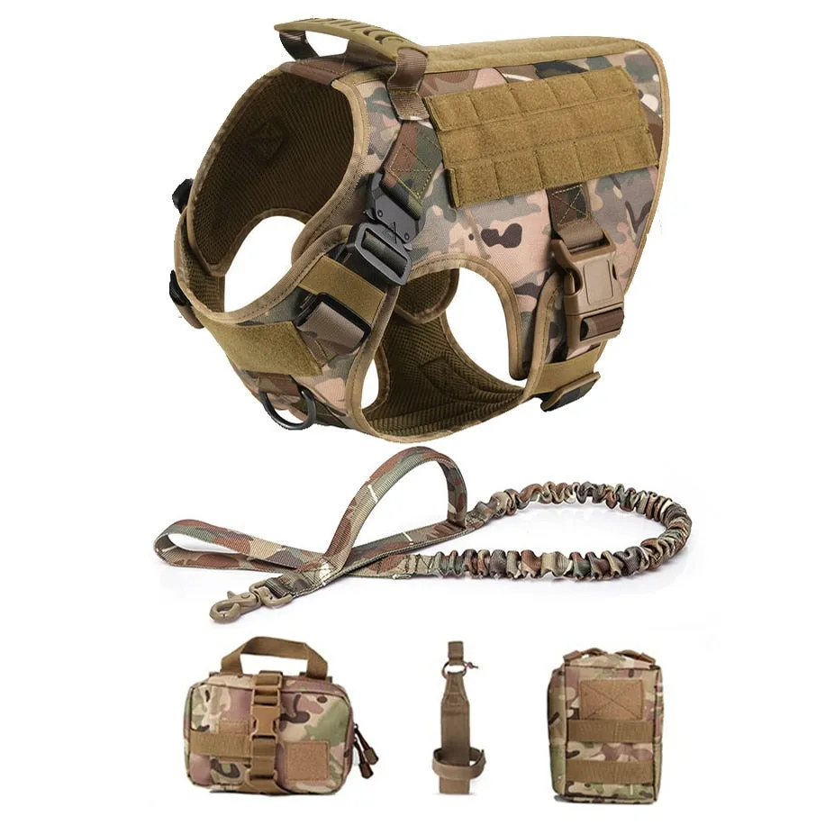 Best Tactical Dog Vest Harness And Leash Set Metal Buckle Dogs Training