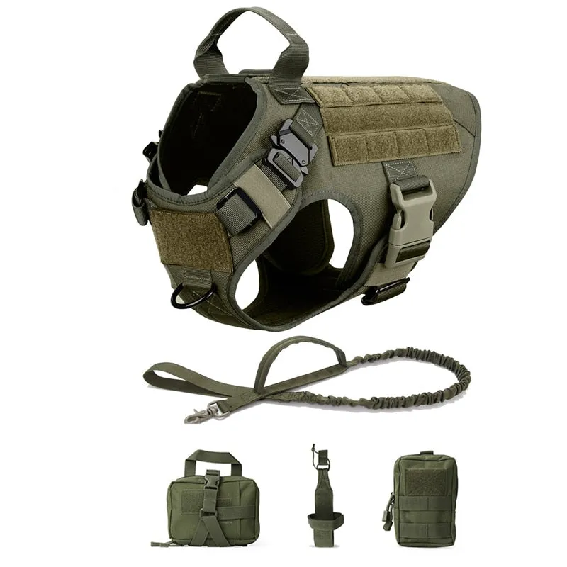 Best Tactical Dog Vest Harness And Leash Set Metal Buckle Dogs Training