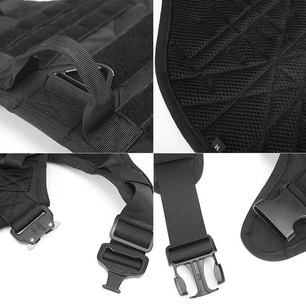 Best Tactical Dog Vest Harness And Leash Set Metal Buckle Dogs Training