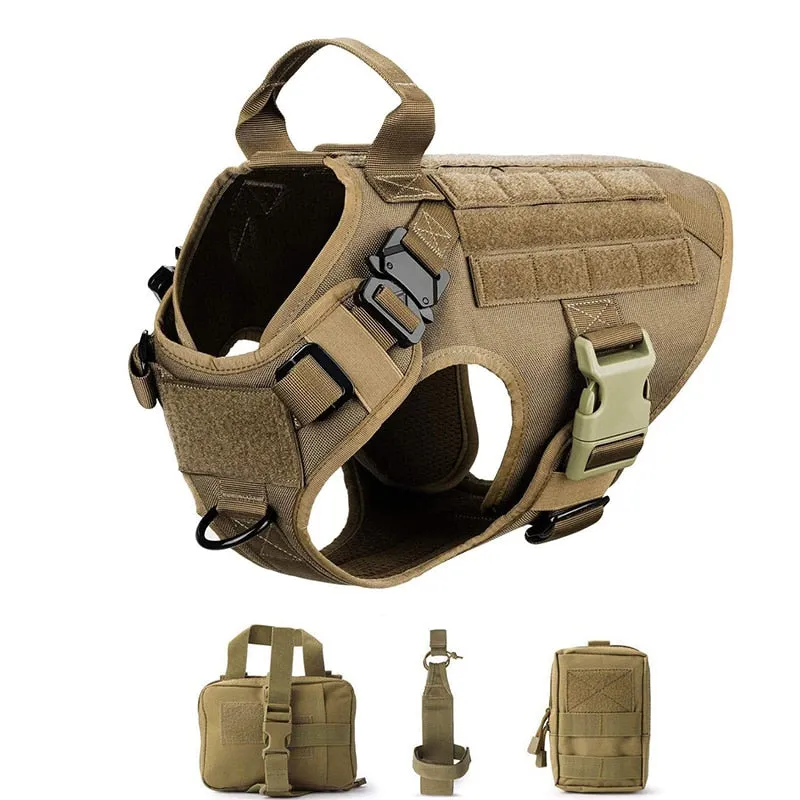 Best Tactical Dog Vest Harness And Leash Set Metal Buckle Dogs Training