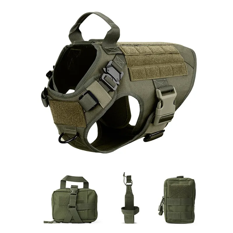 Best Tactical Dog Vest Harness And Leash Set Metal Buckle Dogs Training