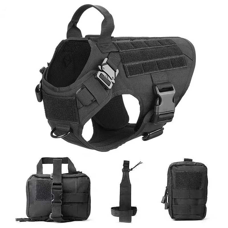 Best Tactical Dog Vest Harness And Leash Set Metal Buckle Dogs Training