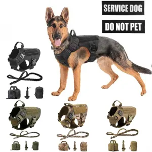 Best Tactical Dog Vest Harness And Leash Set Metal Buckle Dogs Training