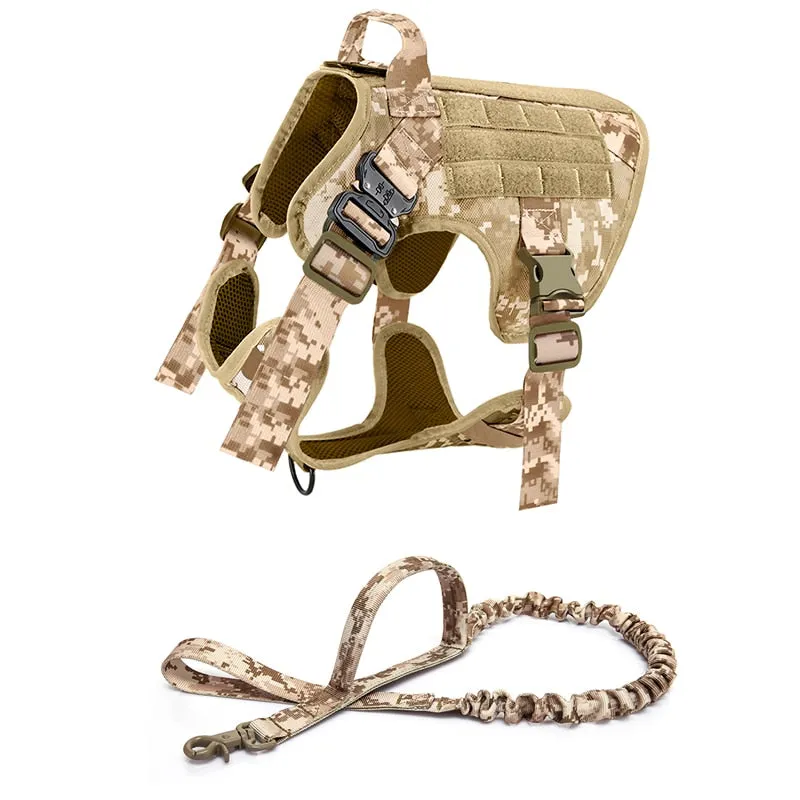 Best Tactical Dog Vest Harness And Leash Set Metal Buckle Dogs Training