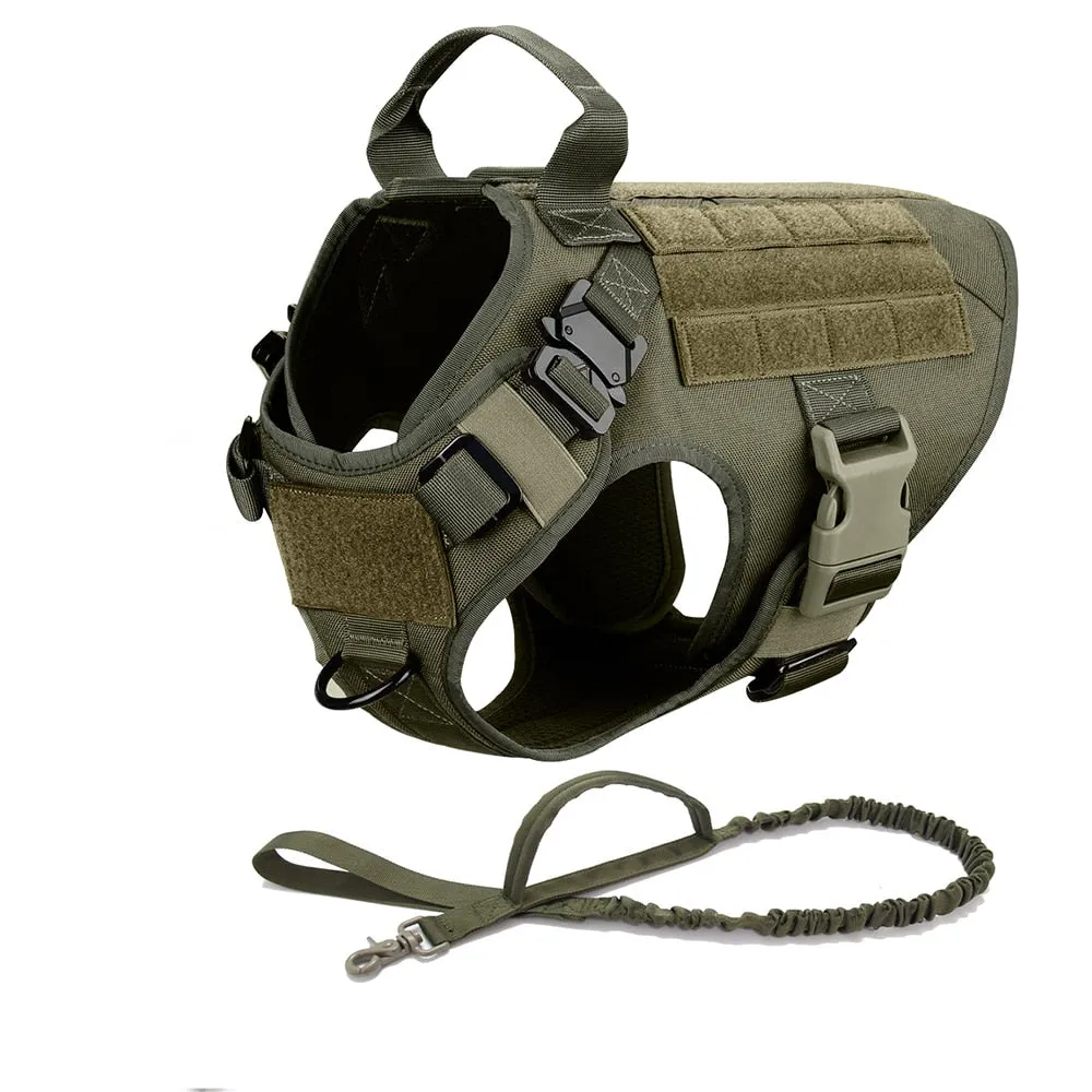 Best Tactical Dog Vest Harness And Leash Set Metal Buckle Dogs Training
