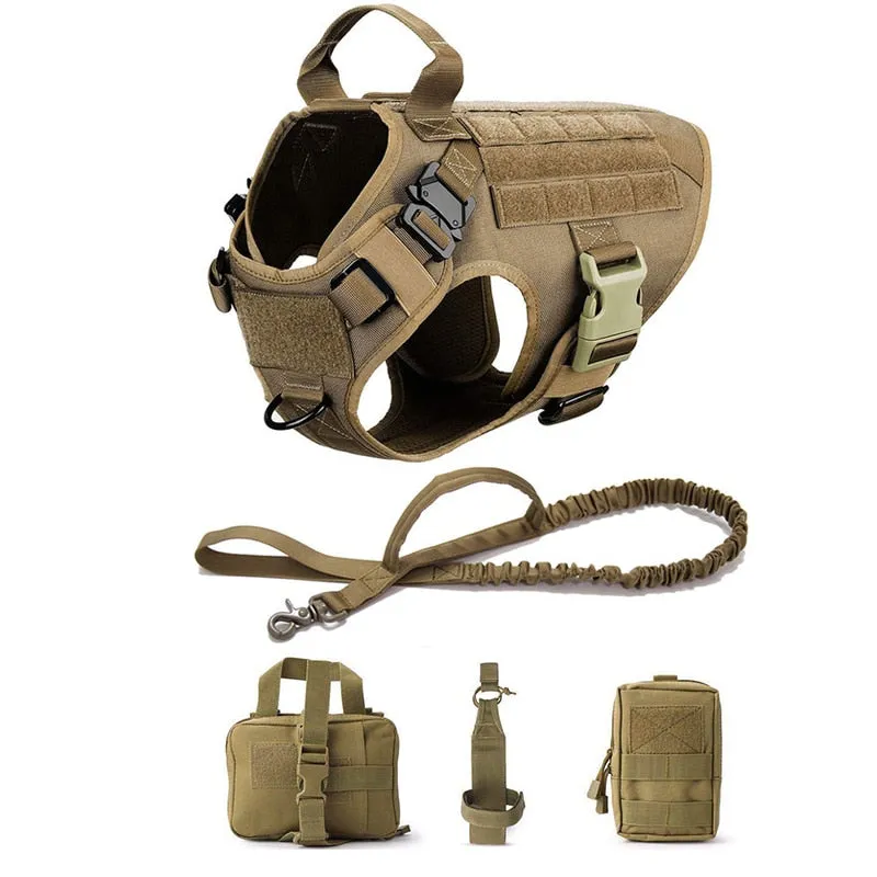 Best Tactical Dog Vest Harness And Leash Set Metal Buckle Dogs Training