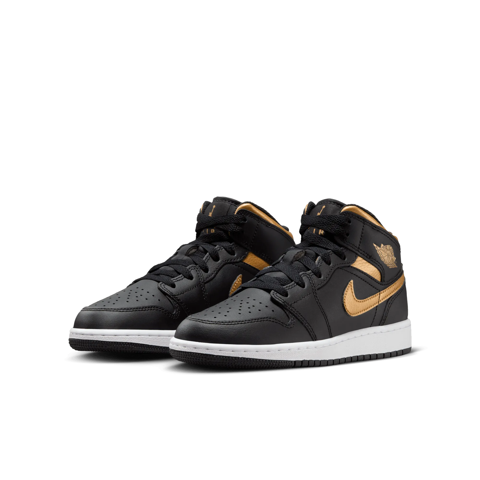 Big Kids' Air Jordan 1 Mid "Black Metallic Gold"