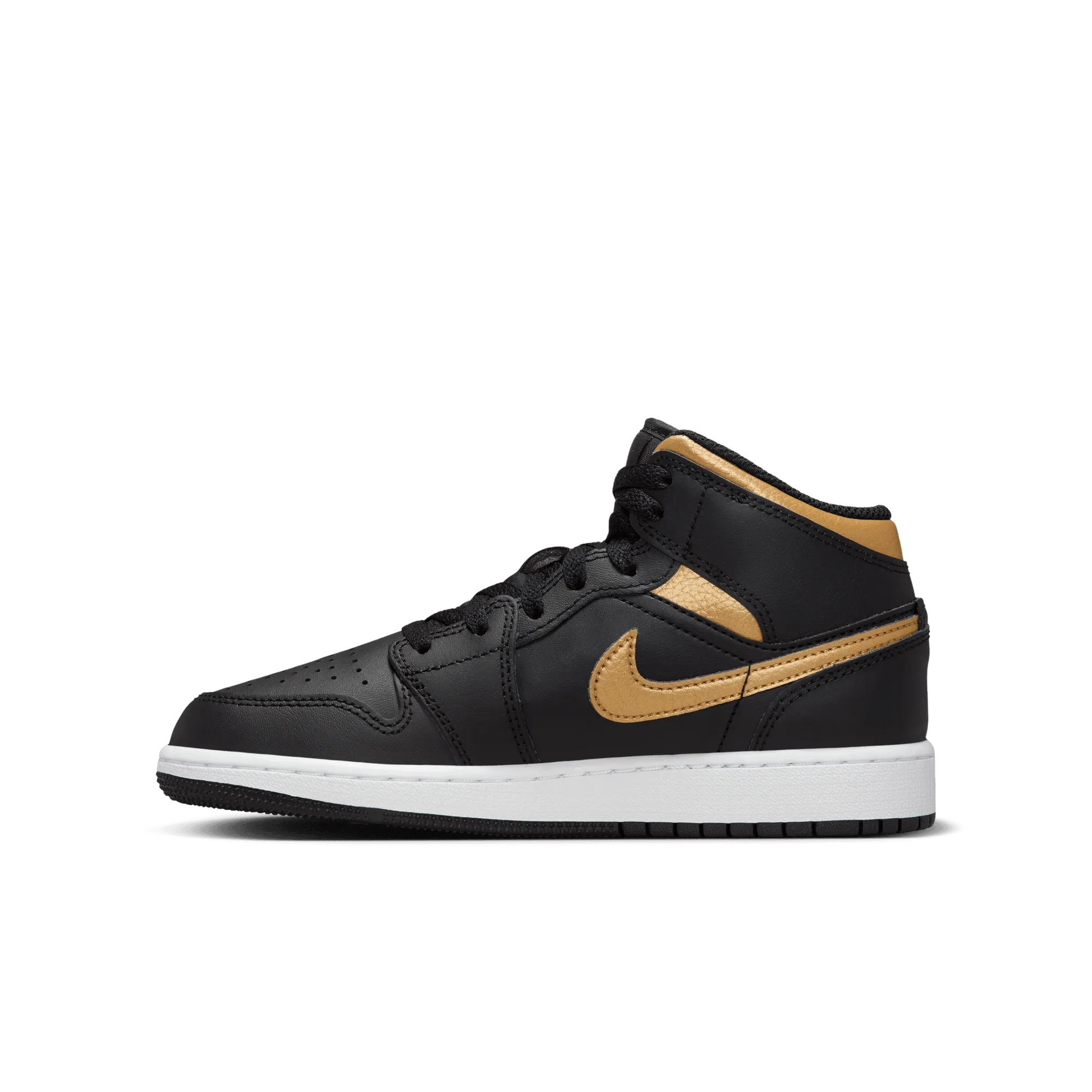 Big Kids' Air Jordan 1 Mid "Black Metallic Gold"