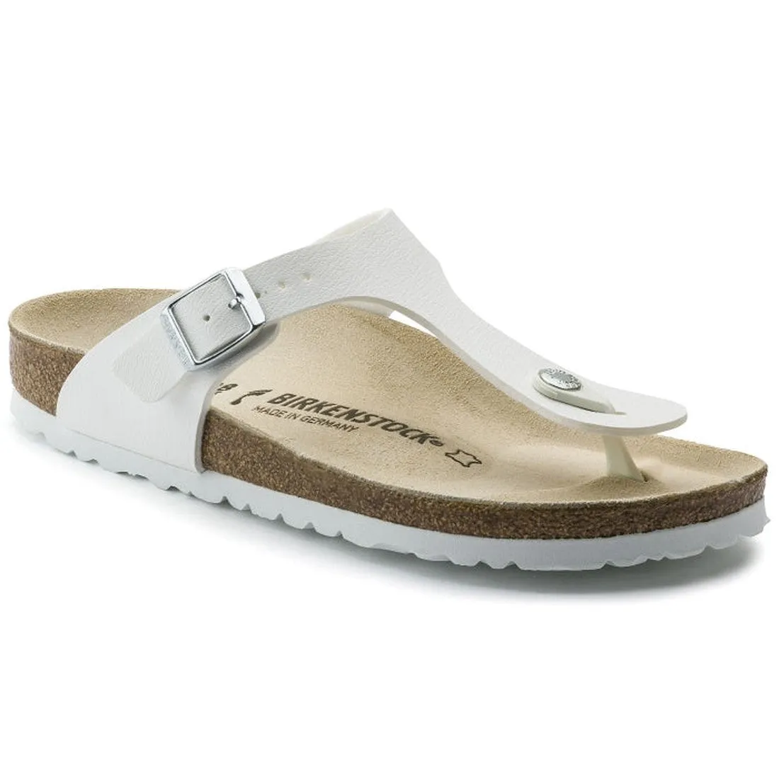 Birkenstock Gizeh Womens Birko Flor White NARROW Width