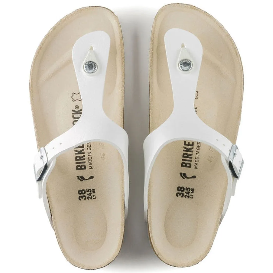 Birkenstock Gizeh Womens Birko Flor White NARROW Width