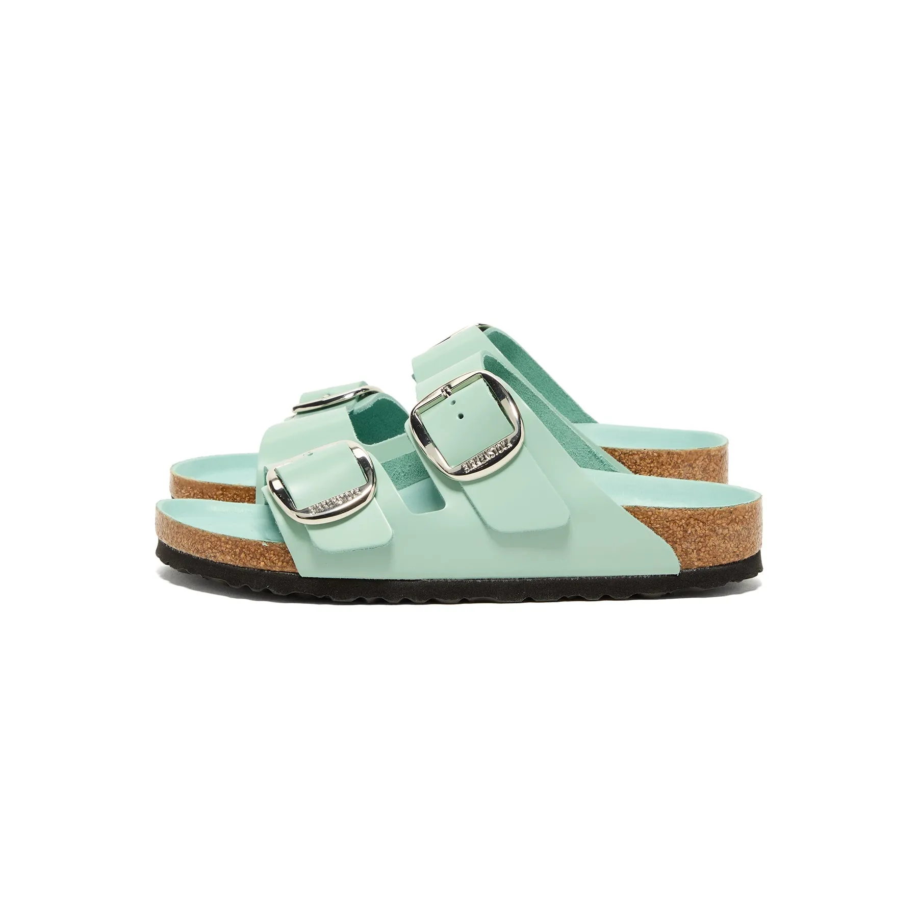 Birkenstock Womens Arizona Big Buckle (High Shine Surf Green Leather)