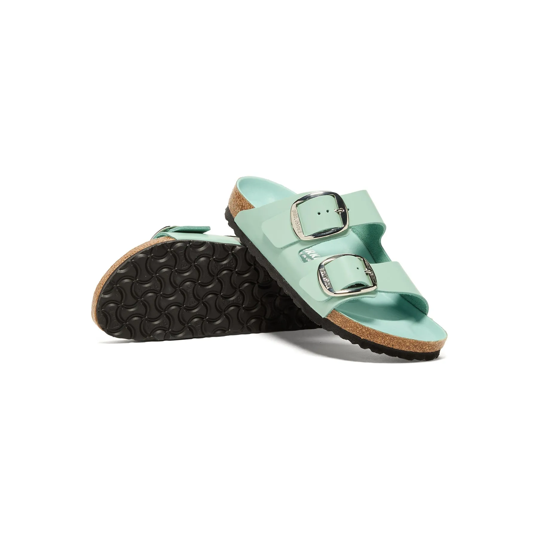 Birkenstock Womens Arizona Big Buckle (High Shine Surf Green Leather)
