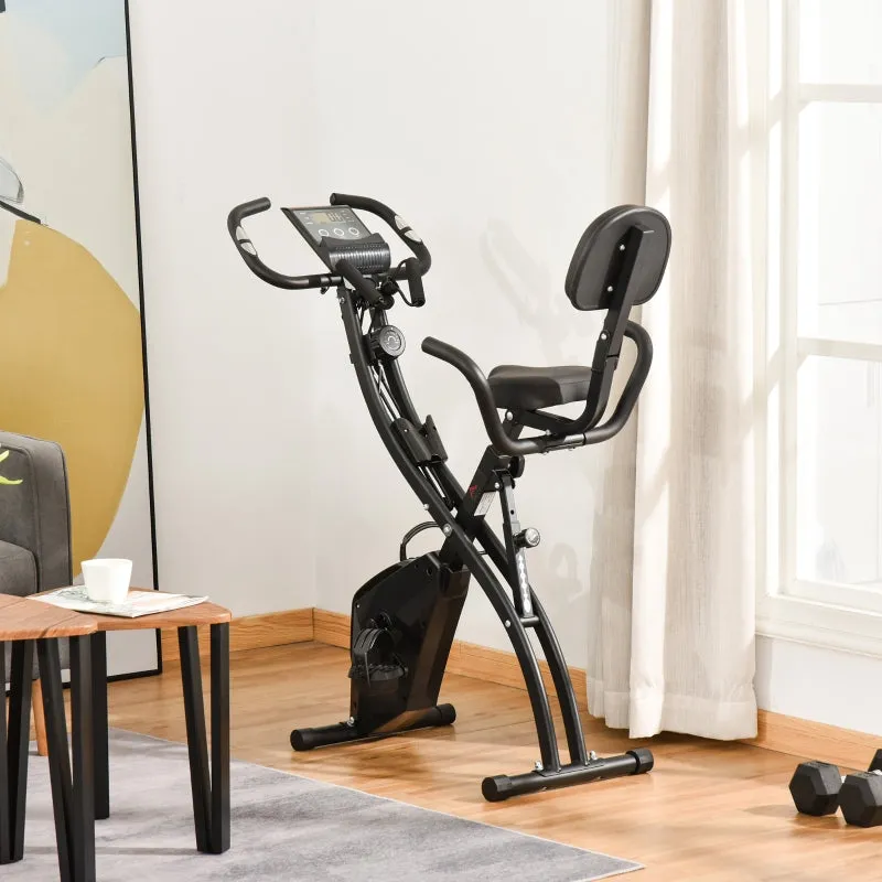 Black Foldable Recumbent Exercise Bike with 8-Level Magnetic Resistance