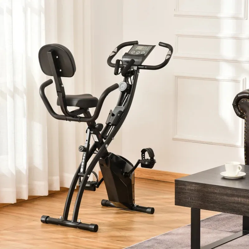 Black Foldable Recumbent Exercise Bike with 8-Level Magnetic Resistance