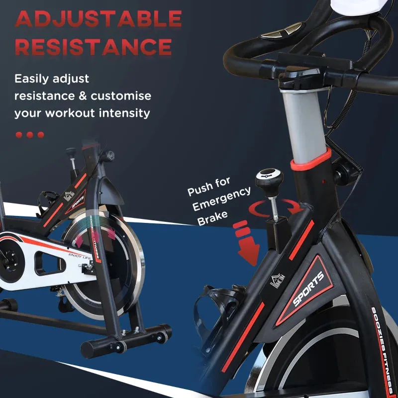 Black Indoor Cycling Exercise Bike with LCD Display and Heart Rate Sensor