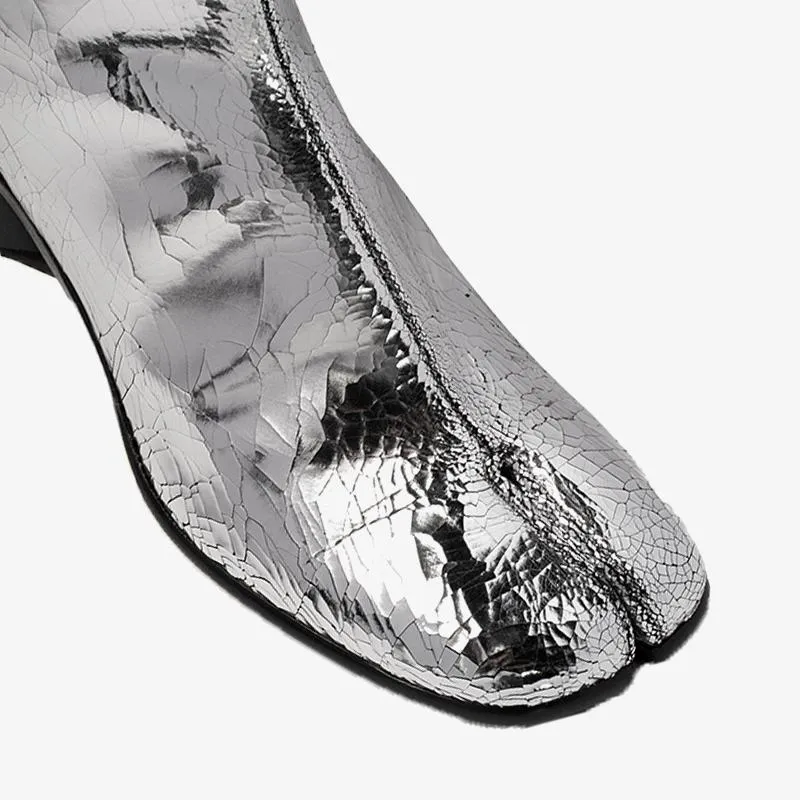 Broken Mirror Finish Split-Toe Boots Men's