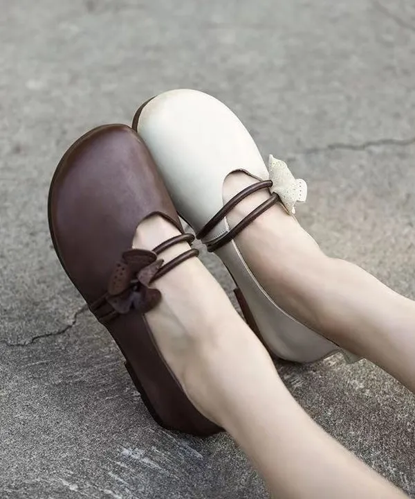 Brown Flat Shoes Classy Soft Splicing Floral ML1654