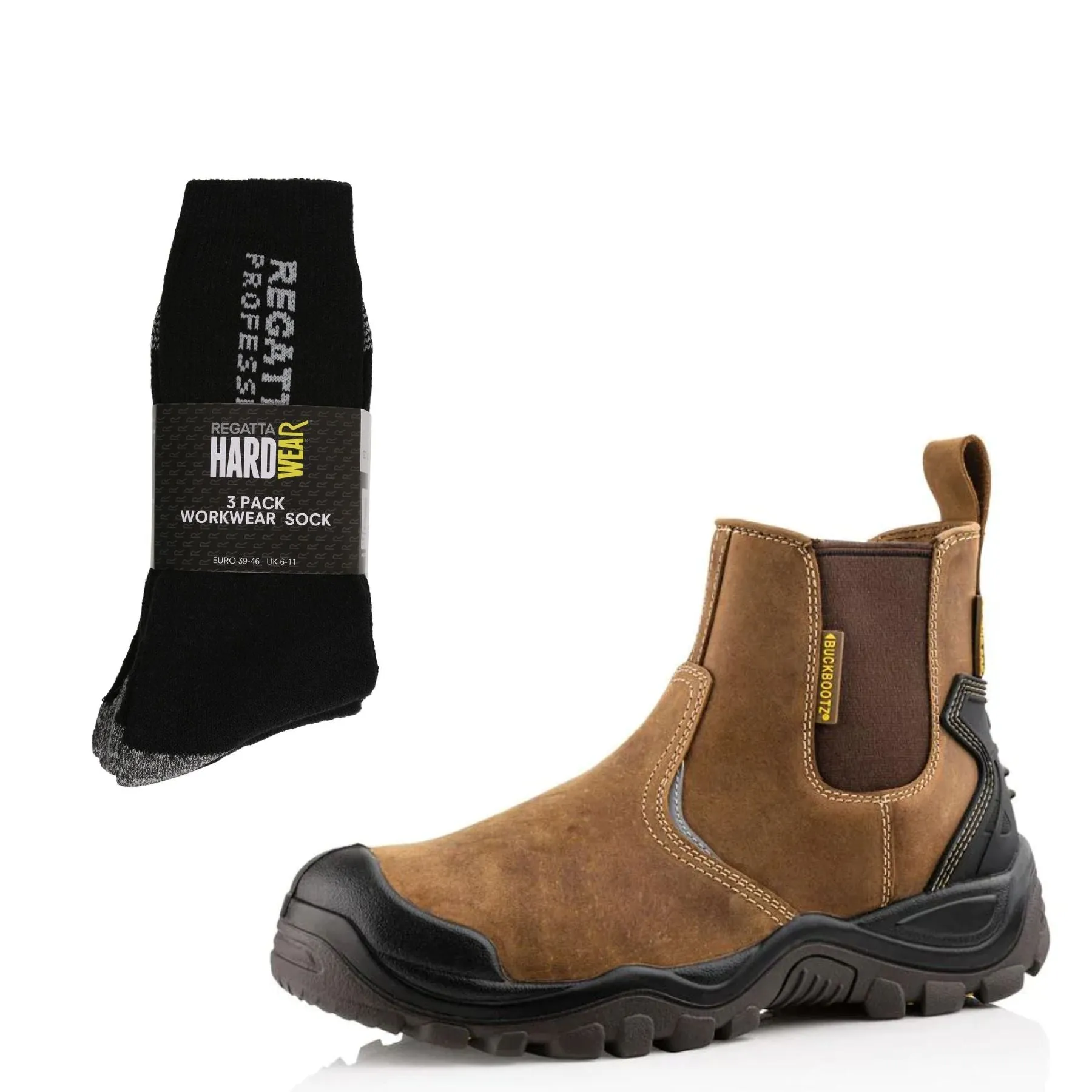 Buckbootz BSH006 Special Offer Pack - Buckler Buckshot Safety Dealer Boots   3 Pairs Work Socks
