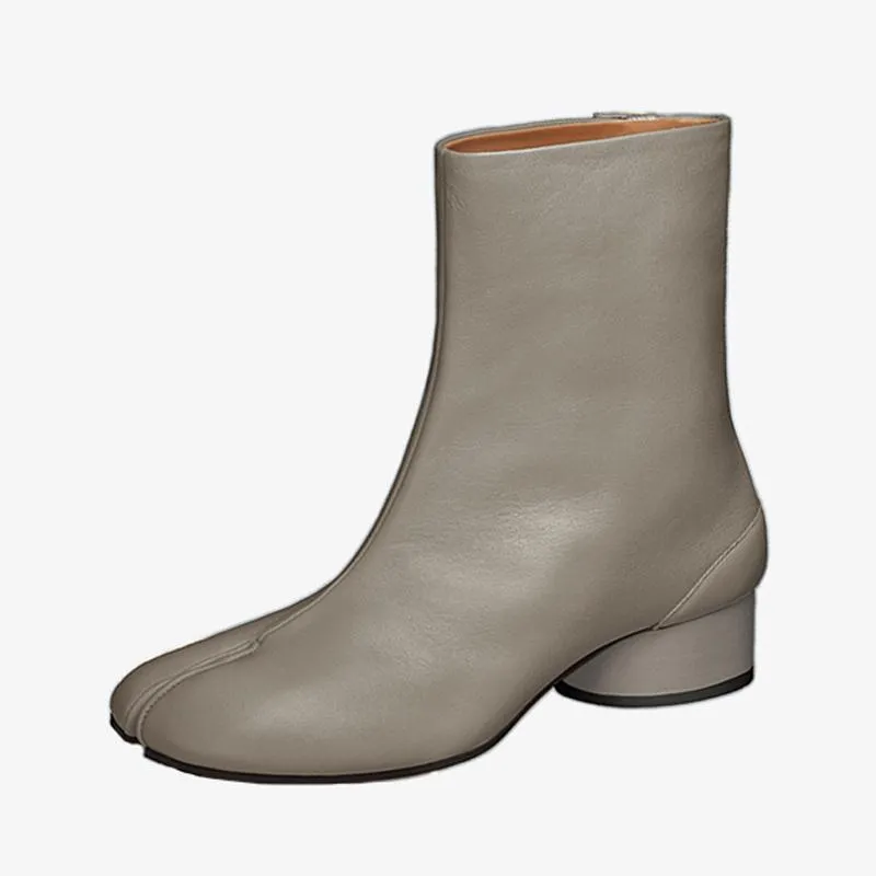 Calf Leather Tabi Split-Toe Ankle Boots