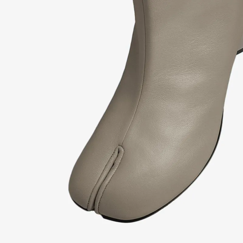 Calf Leather Tabi Split-Toe Ankle Boots