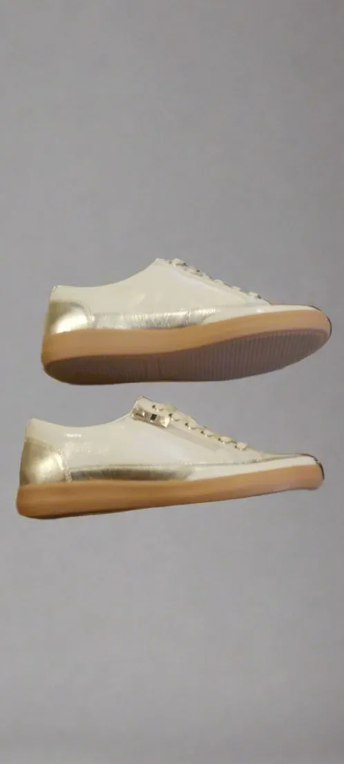 Caprice "23706" Patent Leather Trainer with Zip in Cream