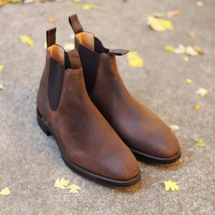 Chatsworth Chelsea boot - brown waxed suede