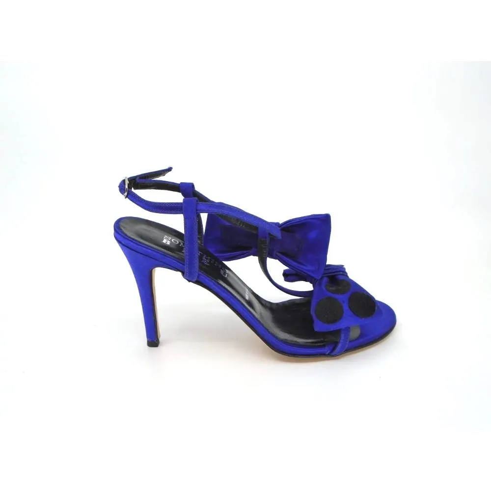 Cinderella Purple Satin and Black Suede Something Bleu Sandal