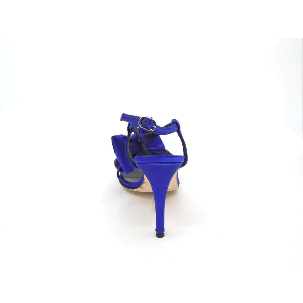 Cinderella Purple Satin and Black Suede Something Bleu Sandal
