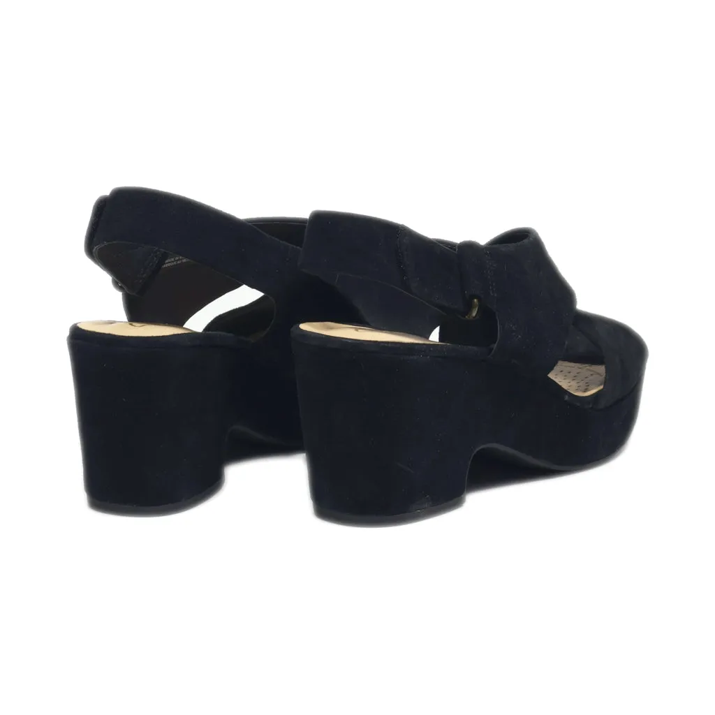 Clarks Mid-Heel Sandals Leather Black Colour For Women