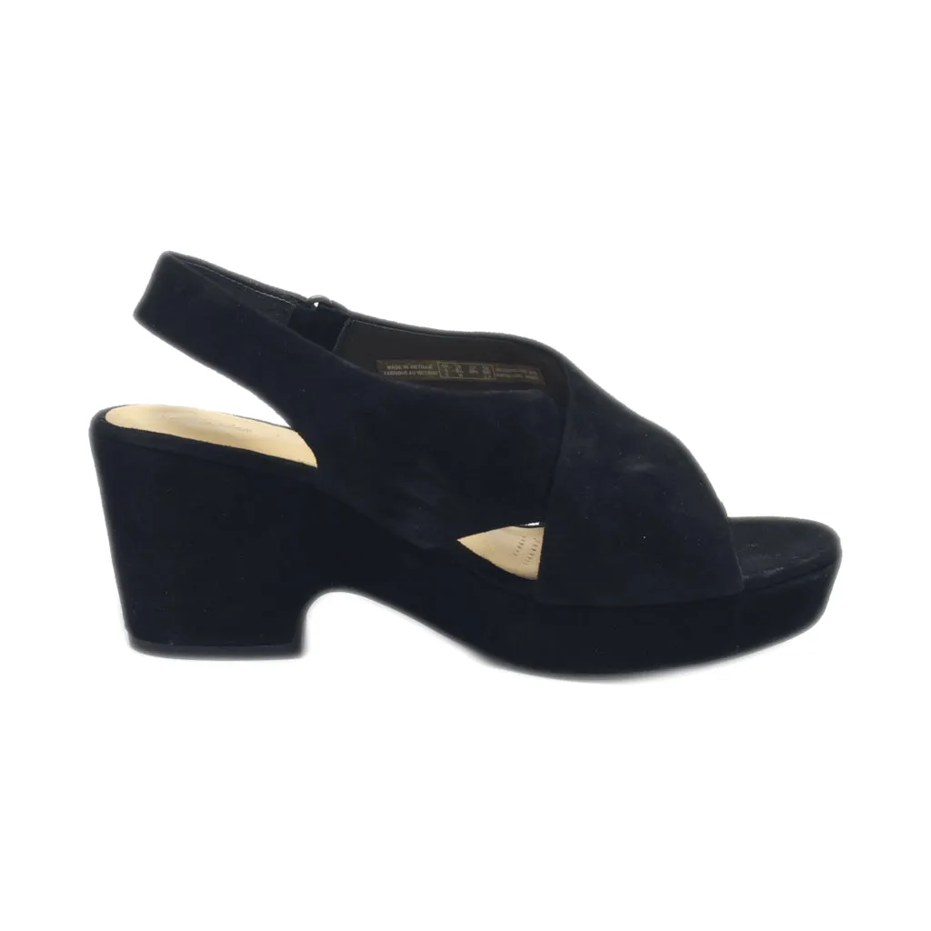 Clarks Mid-Heel Sandals Leather Black Colour For Women