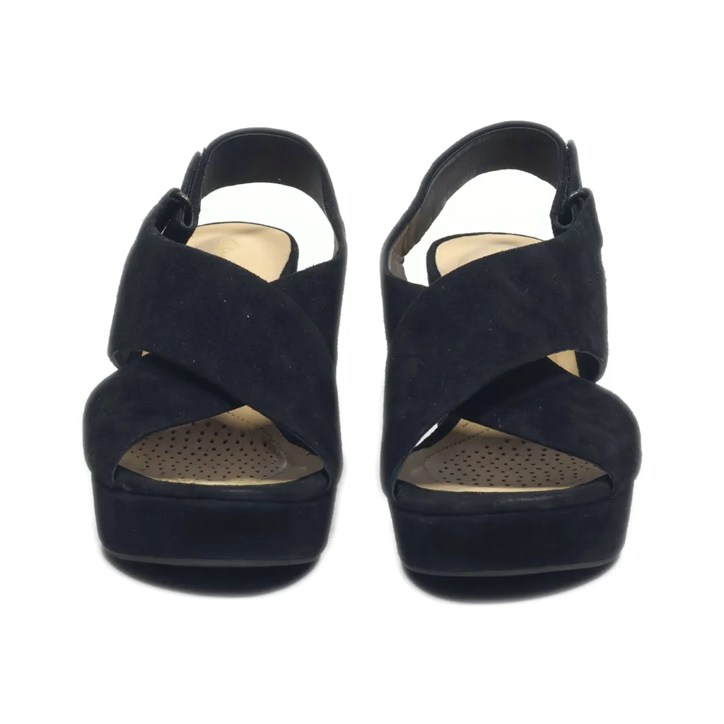 Clarks Mid-Heel Sandals Leather Black Colour For Women